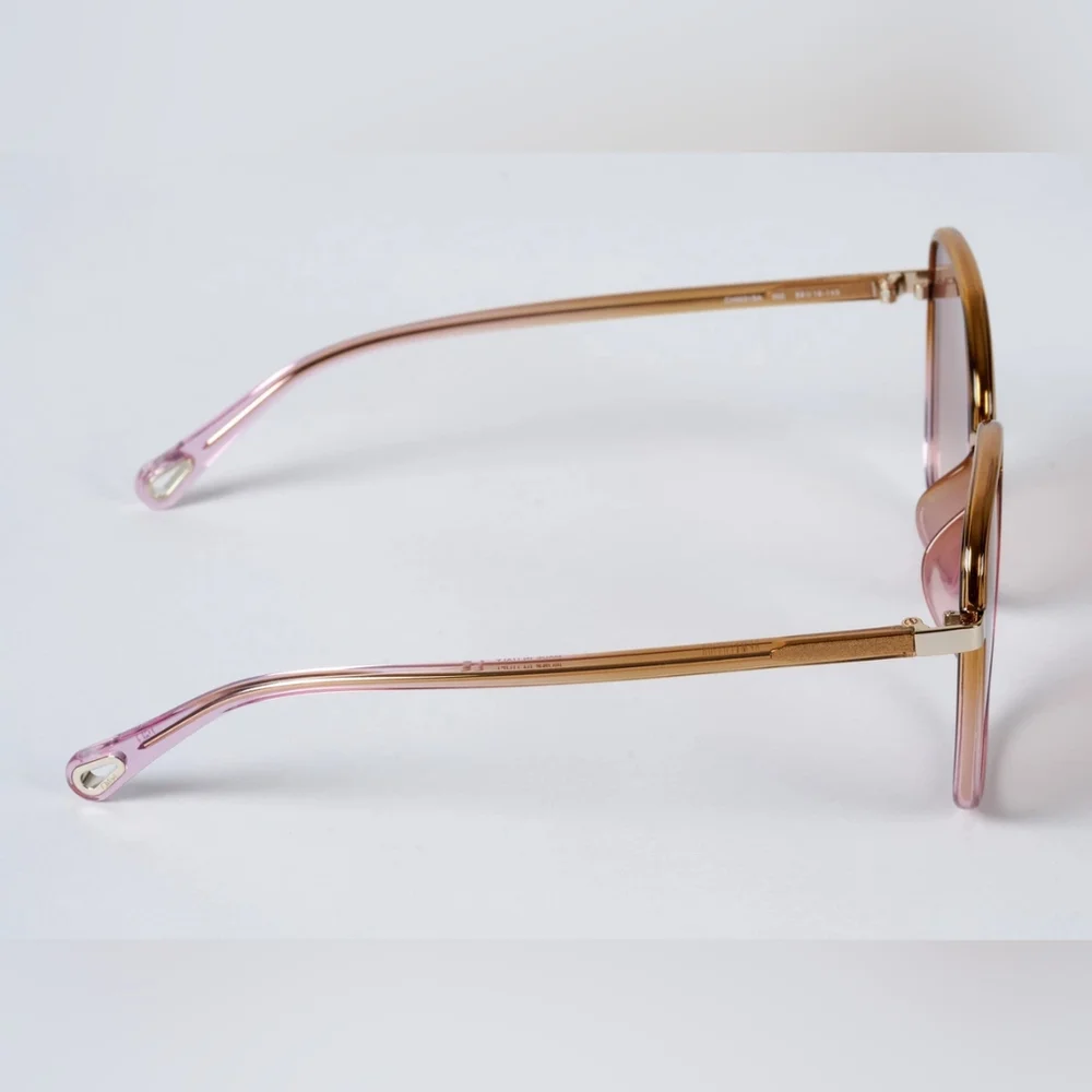 NEW CHLOE CH0031SA 002 59mm Pink Gold Oversized Sunglasses Italy - Picture 3 of 14